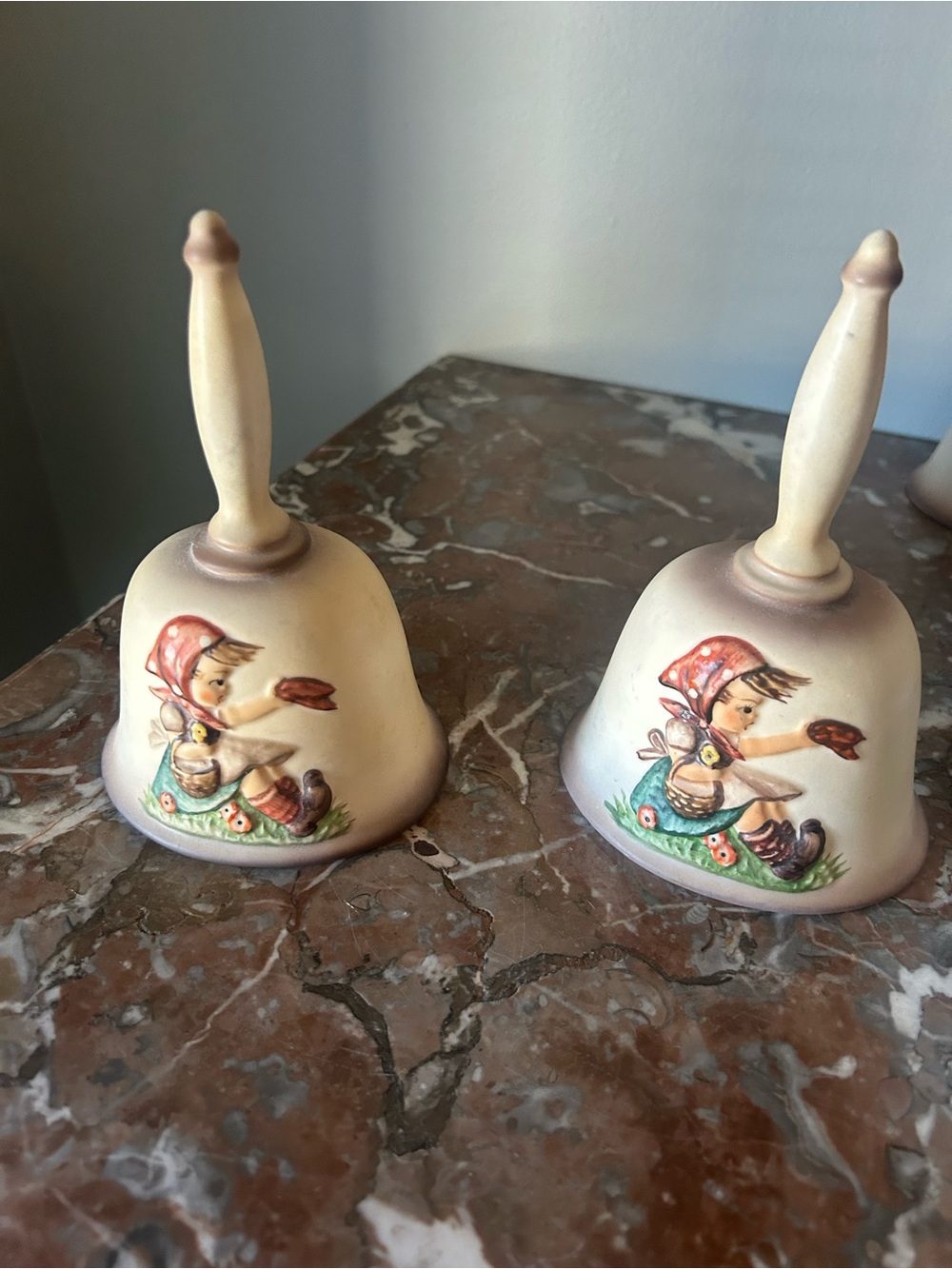 Hummel Vintage Style Cream Decorative Bells with Girl Motif 2 nd edition